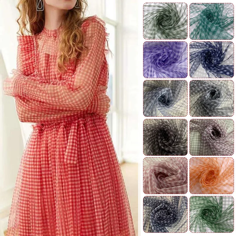 Sewing Batik Fabric - 90x150cm Karo Mesh Stoff Transparent Kleid
