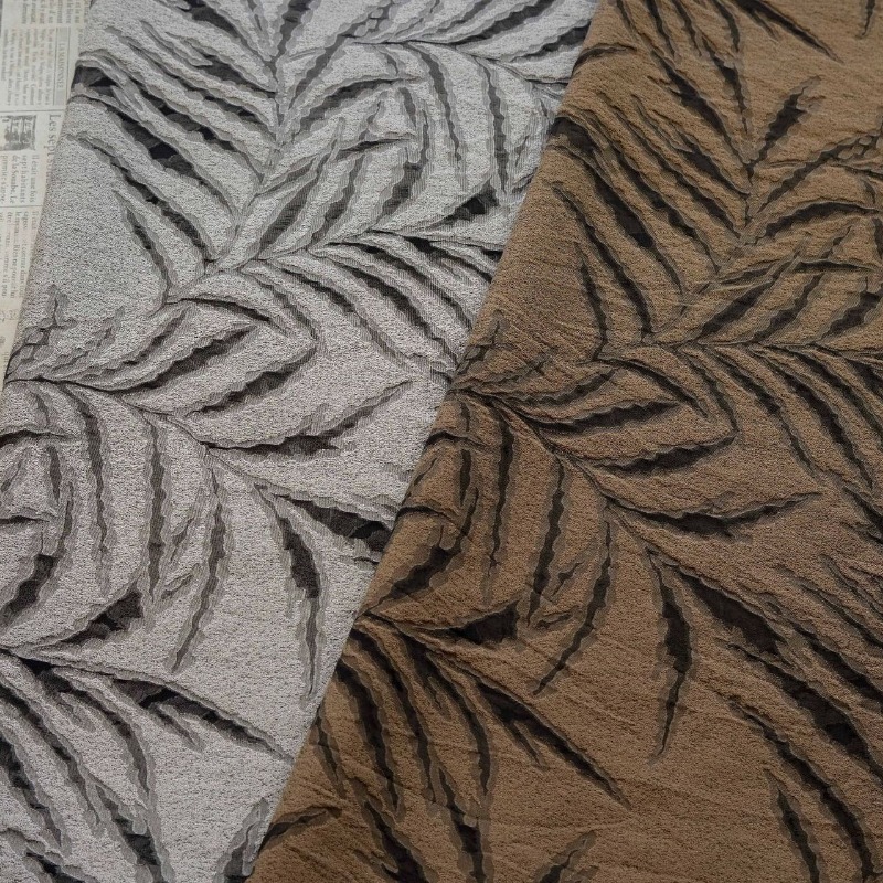 Vintage Sewing Textile - Vintage 3D-geprägter, garngefärbter Jacquard-Stoff mit Palmenblattmuster
