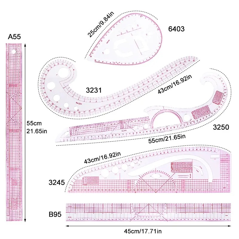 6PCS Französisch Kurve Lineal  – Sewing Gauge Ruler Bewertung und Preis